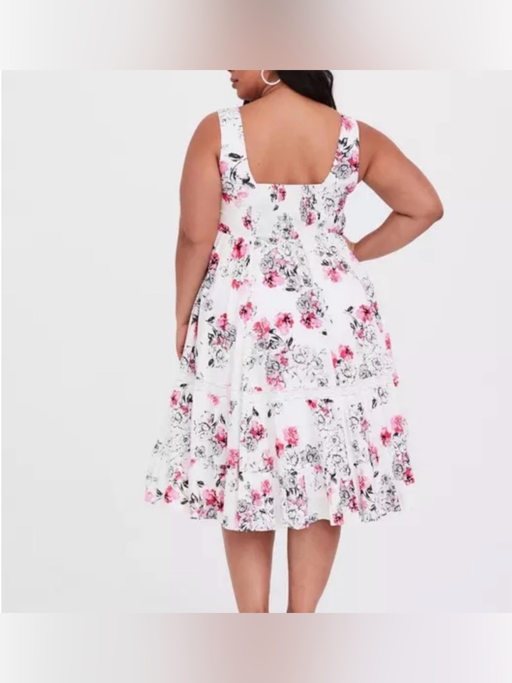 Torrid White & Pink Floral Tiered Midi Dress Size 12 NWOT - Picture 5 of 8
